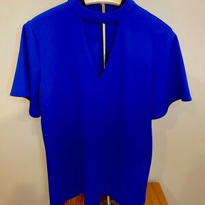 Royal blue Ann Taylor v neck choker blouse